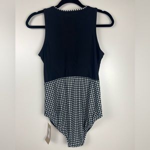 Albion Bombshell One Piece Swim Bathing Suit Womens Medium Black White Check NEW